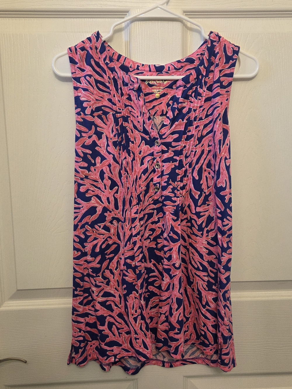 Lilly Pulitzer Navy And Pink Coral Tank Top